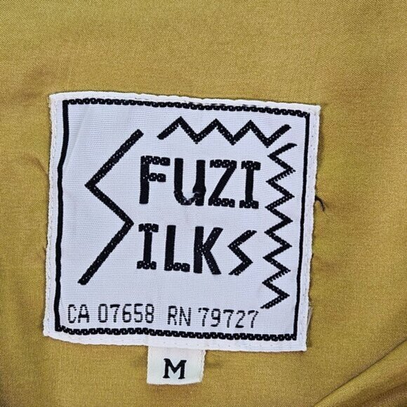 Vintage Fuzi Silks 100% Silk Shirt Italian Style Yellow Button-Down Men's Size M - Picture 11 of 15